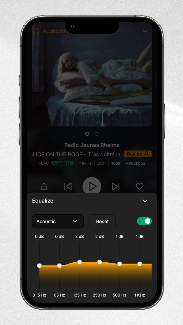 Mobile view showing player