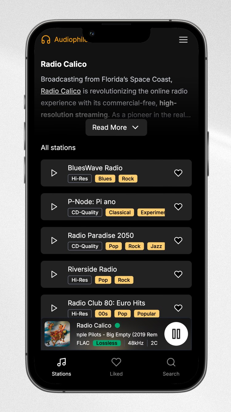 Mobile view showing player